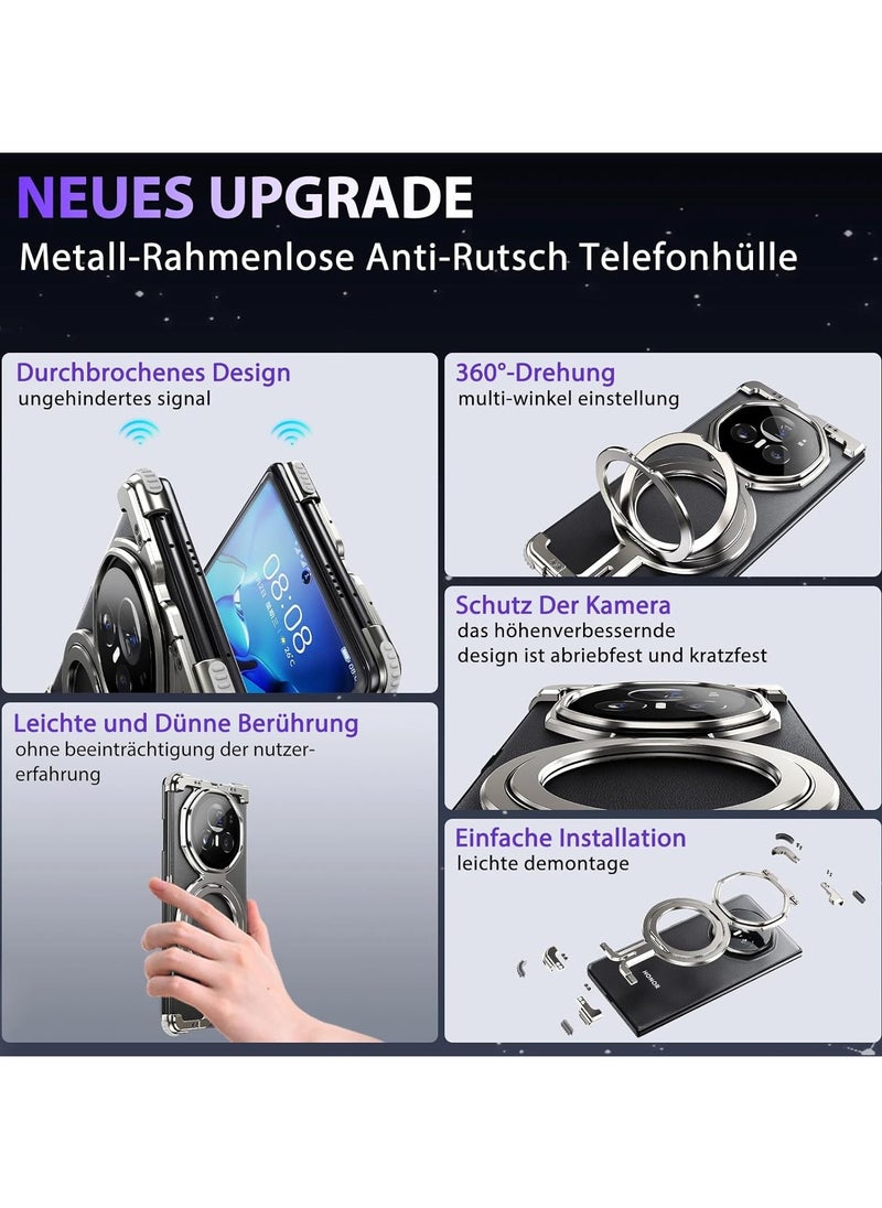 General - Honor Magic V3 (2024) mobile phone case, aluminum hollow-out mobile phone case, with 360° magnetic bracket, compatible with wireless charging, no frame fall protection case - Image 1