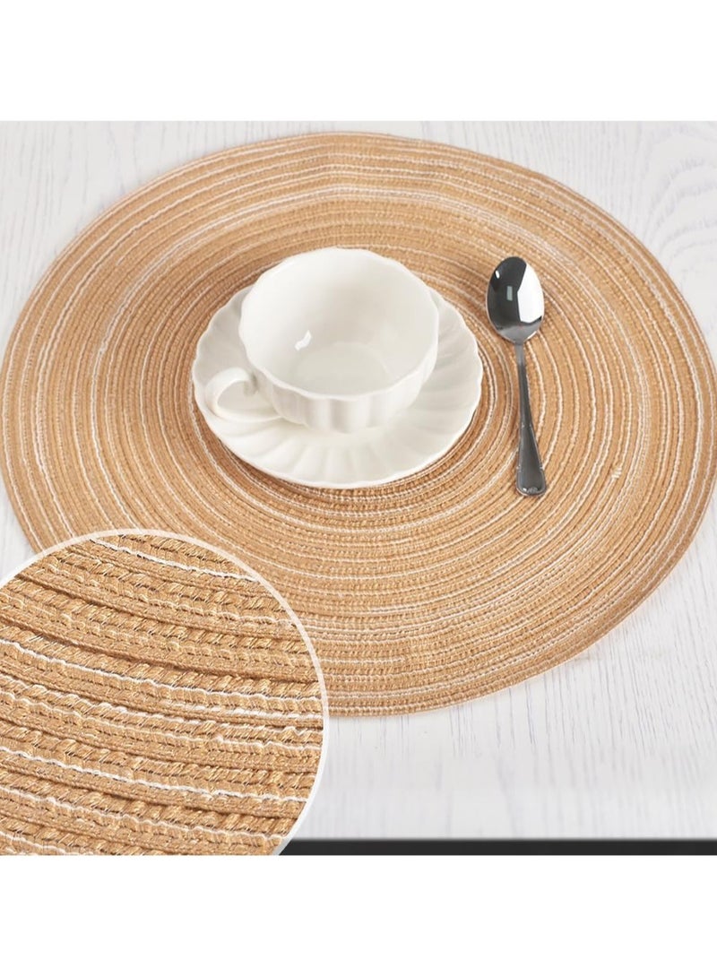 Round Placemats Set of 4 – Braided Circle Place Mats, Washable 12-Inch Table Mats for Kitchen and Dining, Durable and Stylish Braided Mats for Home, Protects Tables from Spills and Heat - Image 4
