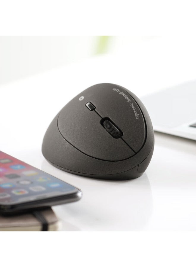 SANWA Sanye Ergonomic Wireless Mouse Small To Medium Hands Vertical Grip Gaming Office Blue Led 5 Buttons 3-level Dpi Bluetooth Right-handed Black Matte - Image 2