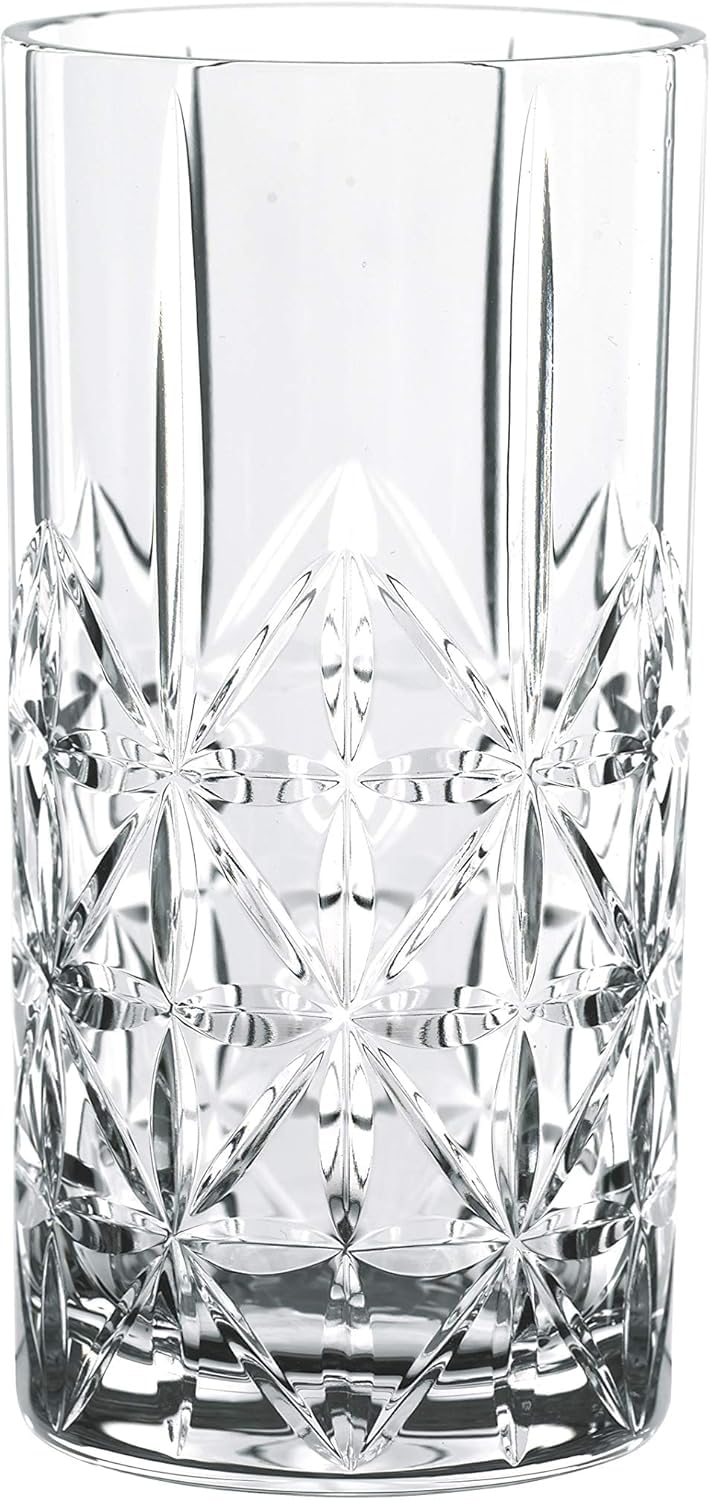 Nachtmann Cross Long Glass, Set of 4 Crystal Clear Glasses, 376ml Tumbler for Scotch, Cocktail, Liquor, or Bourbon Clear, for Holidays, Parties Water Drinking Glasses (Imported from Germany) - Image 2