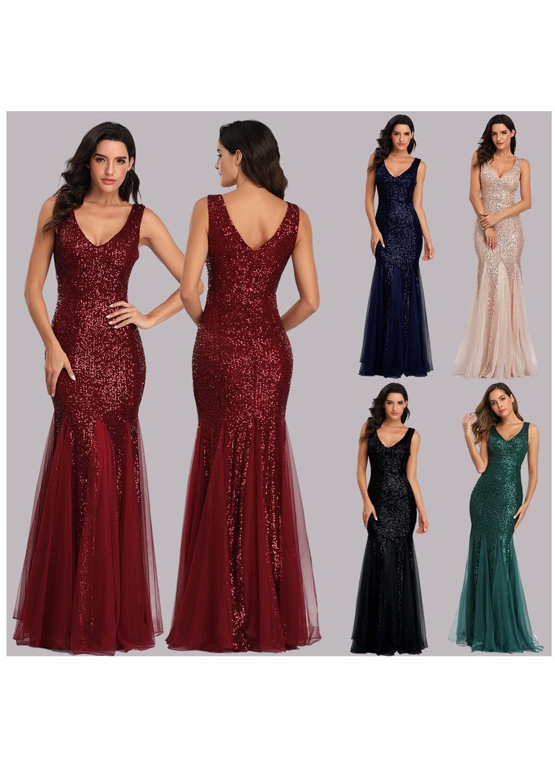 KUYING New Sequin Patchwork Mesh Mermaid Evening Dress  - Image 2