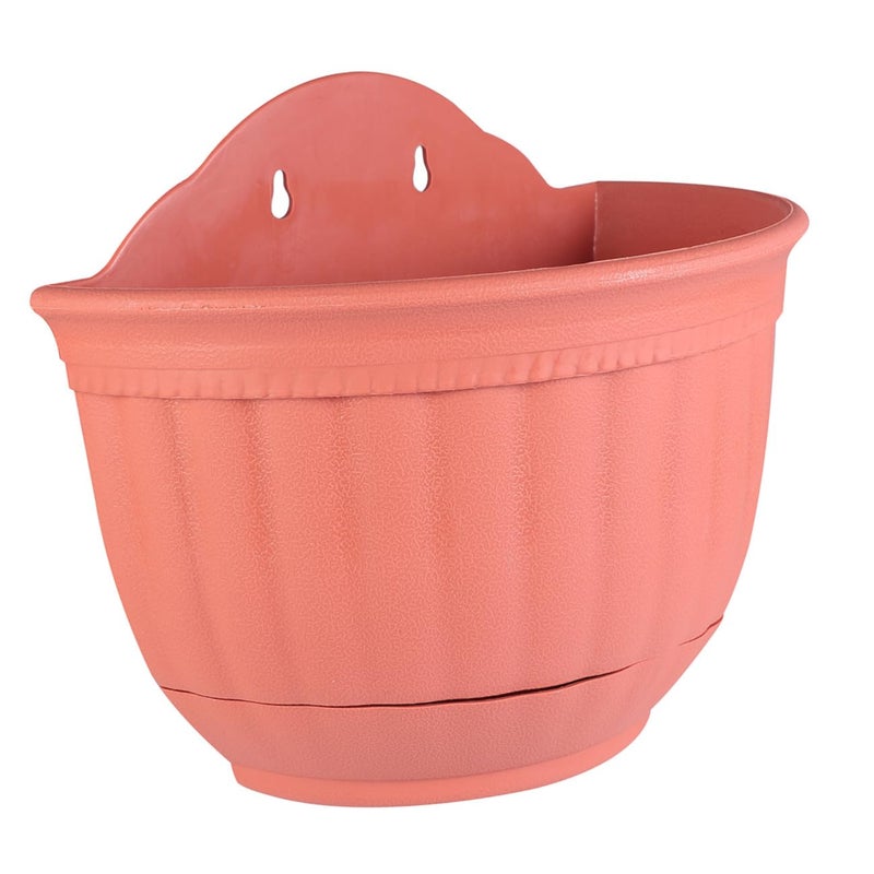 Half Round Hanging Planter Brick Red Plastic Wall Mounted Indoor Flower Pot 13x18cm - Image 2