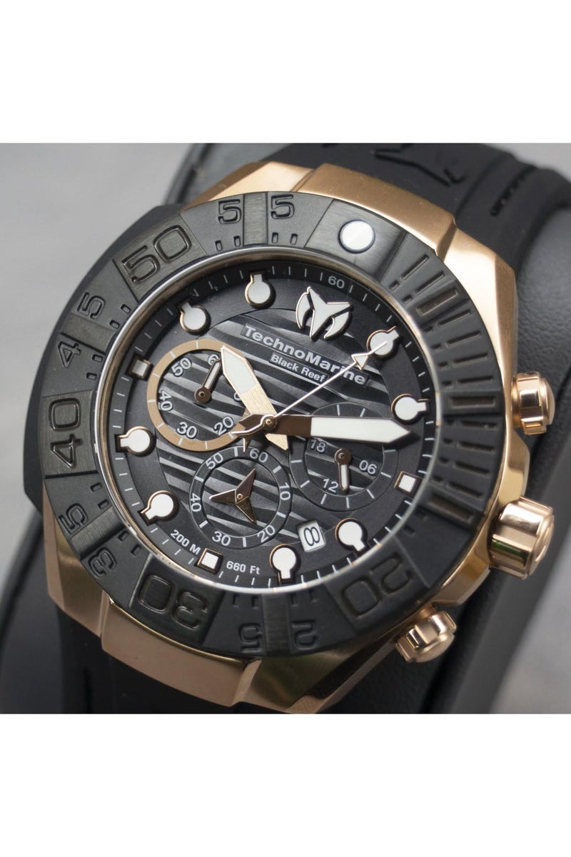 TechnoMarine Reef Black Chronograph GMT Quartz Black Dial Men's Watch TM-523011 - Image 3