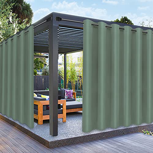 PureFit PureFit Outdoor Curtains for Patio Waterproof Weatherproof UV and Fade Resistant Outside Curtains for Gazebo Front Porch Pergola Sun Blocking Privacy Curtain 100W x 95L inch 1 Panel Sage Green 