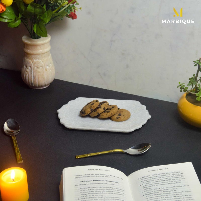 MARBIQUE Premium White Marble Tray Platter Serving Board 22 * 15 cm - Image 3