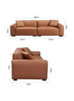 A to Z Furniture Malta Leather Chair and Modular Sofa in Brown Color Armchair + Modular Sofa - Real Leather 415  - Image 3