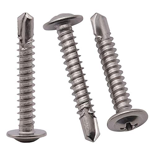RoyceMart #8 x 1/2" (100 Pack) Wafer Head Self Drilling Screws, 410 Stainless Steel Phillips Modified Truss Head Self Tapping Screws for Sheet Metal, No Pre-drilled Needs - Image 1