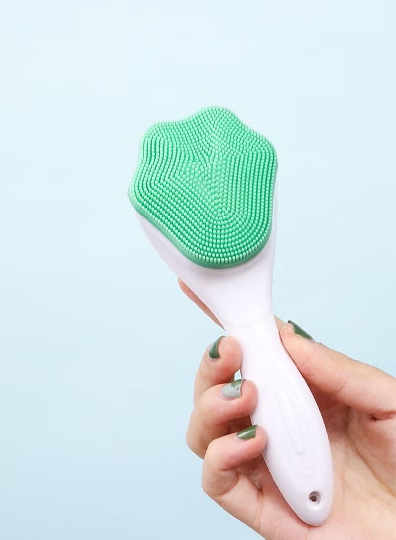 Facial Brush Silicone Body Cleaning Scrub Bath Exfoliating Body Massager Brush Silicone Loofah Scalp Massager, Silicone Shower Cleansing Brush Handle for Kids and Adults All Kinds of Skin - Image 5