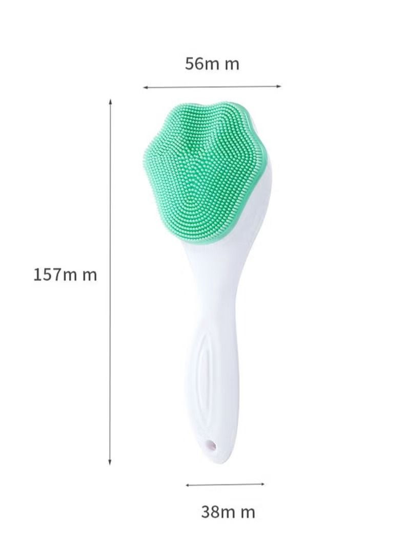 Facial Brush Silicone Body Cleaning Scrub Bath Exfoliating Body Massager Brush Silicone Loofah Scalp Massager, Silicone Shower Cleansing Brush Handle for Kids and Adults All Kinds of Skin - Image 2