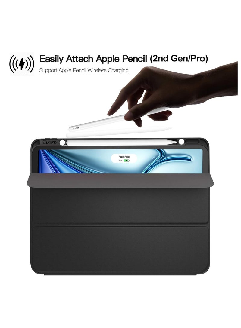 MIGOFAST IPad Air 13 Inch Case M2 2024 with Pencil Holder  Smart iPad Case  Support Pencil Pro and Pencil(USB-C) Support Touch ID and Auto Wake/Sleep Rose Pink - Image 5