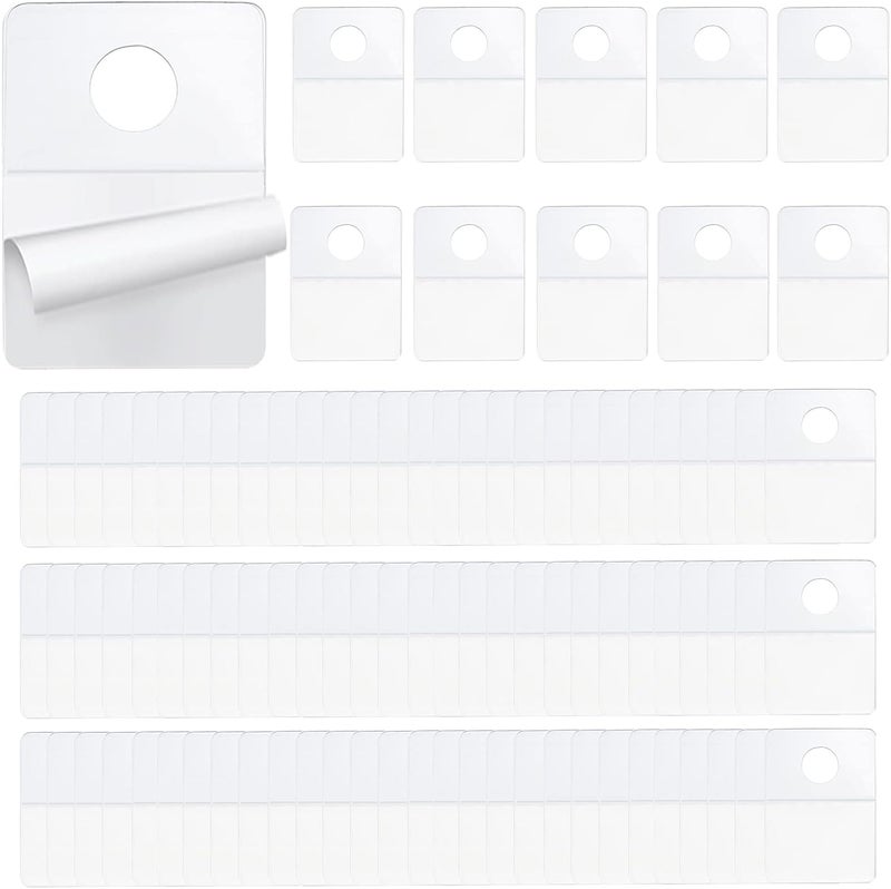 PUSNMI Hang Tags, Adhesive Tabs 200pcs Clear Self Adhesive Tabs Round Hole Hang Tabs 1.2x0.8inch Clear Sticky Hanging Tabs for Store Retail Display Sale Items - Image 1