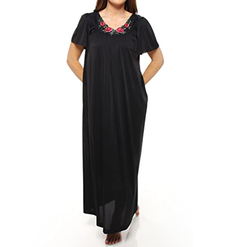 Shadowline Women's Plus-Size Petals 53 Inch Short Flutter Sleeve Long Gown, Sapphire, 1X - Image 3