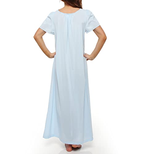 Shadowline Women's Plus-Size Petals 53 Inch Short Flutter Sleeve Long Gown, Sapphire, 1X - Image 4