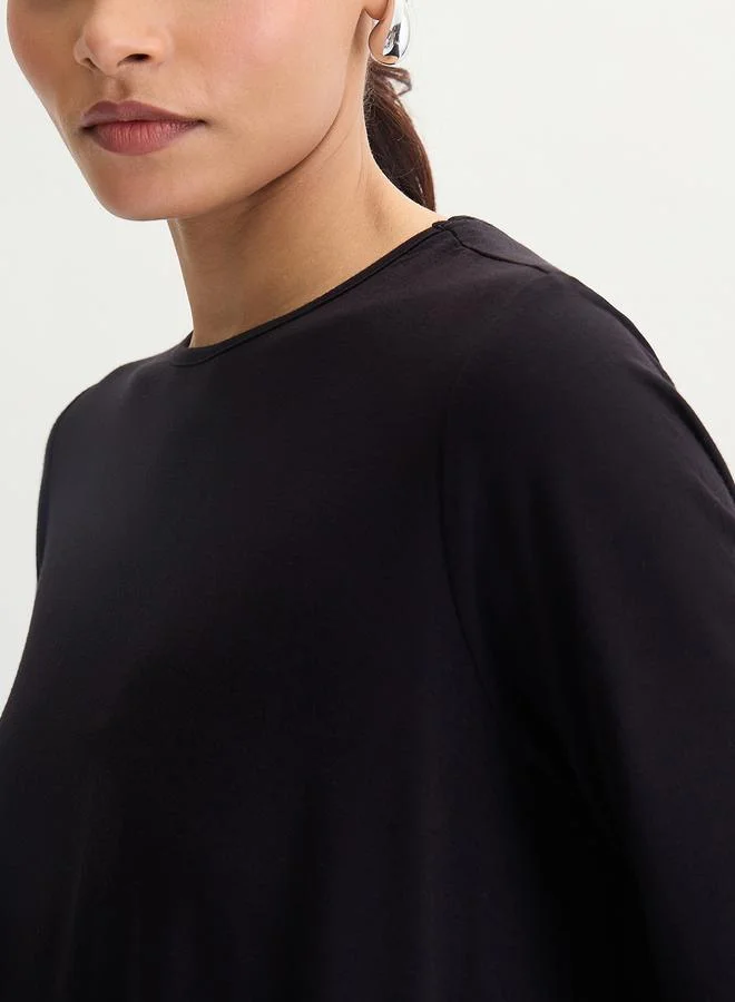 Femmella  Black Asymmetrical Knit Top And Pants Co-Ords for Women | Best Price UAE