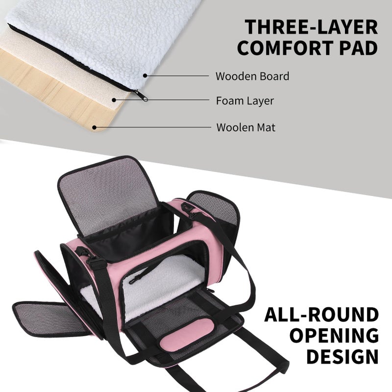 Yipincover Cat Carriers Soft-Sided,Pet Carrier for Small Cats Dogs Puppies up to 1-15 LBS,TSA Airline Approved, (Medium,Pink) - Image 2