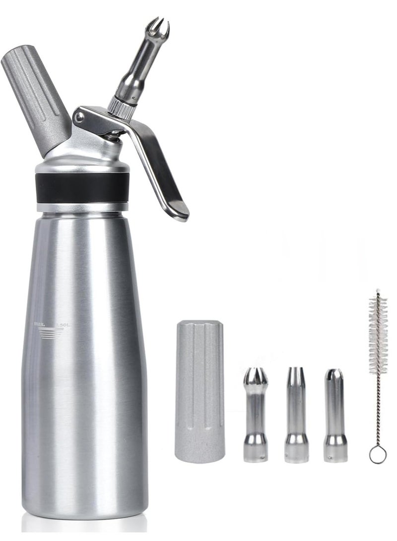 Whipped Cream Dispenser,500ml Whipped Cream Charger with Sturdy Aluminum Body And Head,Cream Maker with 3 Decorating Nozzles  - Image 1