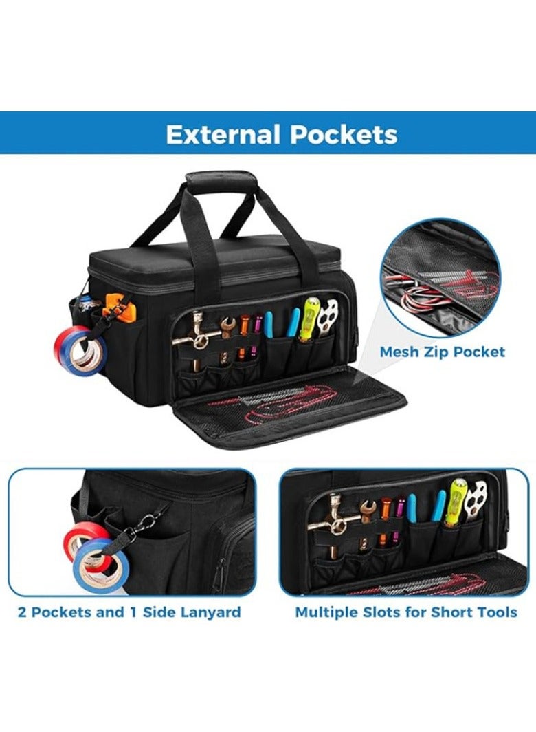 عام حقيبة أدوات متنقلة عالية السعة - مصنوعة من قماش الأكسفورد المقوى المقاوم للبلى، حقيبة أدوات متعددة الوظائف مع منظم داخلي - Image 2