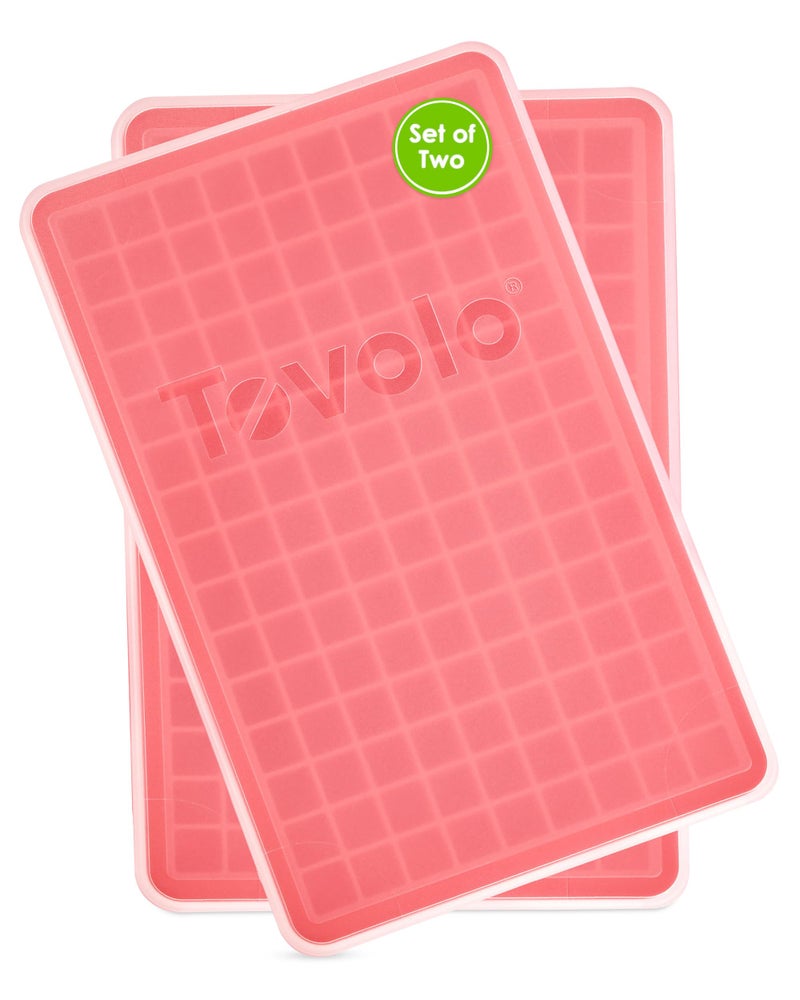 Tovolo Mini Ice Cube Tray with Lid Pack of 2 Small Ice Maker for Freezer, Silicone Mini Ice Cube Trays Small Square Nugget Ice Makes 270 Tiny Cubes BPA Free Stackable Dishwasher Safe, Candy Apple Red - Image 1