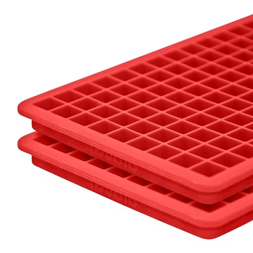 Tovolo Mini Ice Cube Tray with Lid Pack of 2 Small Ice Maker for Freezer, Silicone Mini Ice Cube Trays Small Square Nugget Ice Makes 270 Tiny Cubes BPA Free Stackable Dishwasher Safe, Candy Apple Red - Image 2