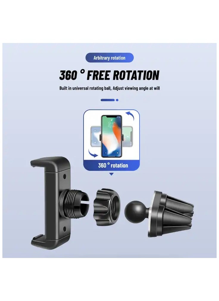 SS Universal 360 free rotating car air vent phone holder anti-slip double silicon clips mobile phone holder for car air vent - ALK7-8  - Image 2