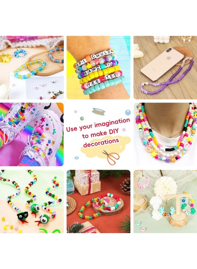 Capstro 535PCS Pony Beads Bracelet Making Kit – Alphabet & Colorful Mixed Beads Set with 28 Grid Organizer Box, Cord & Scissors | DIY Jewelry Craft Kit for Kids & Beginners – Alphabet & Color Bead Kit - Image 4