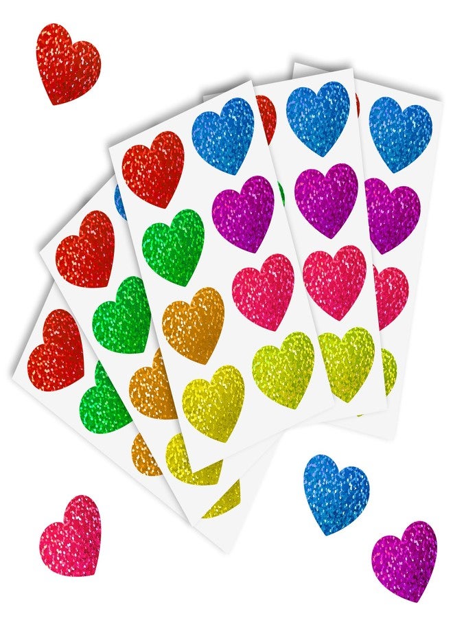 Nelisylux Heart Stickers, Valentines Stickers for Kids, 320Pcs 1.5 inch Large Self Adhesive Colorful Glitter Sticker for Reward Classroom Teacher Envelope Seal Mother Day Birthday Gift Decorative Label Sticker - Image 1