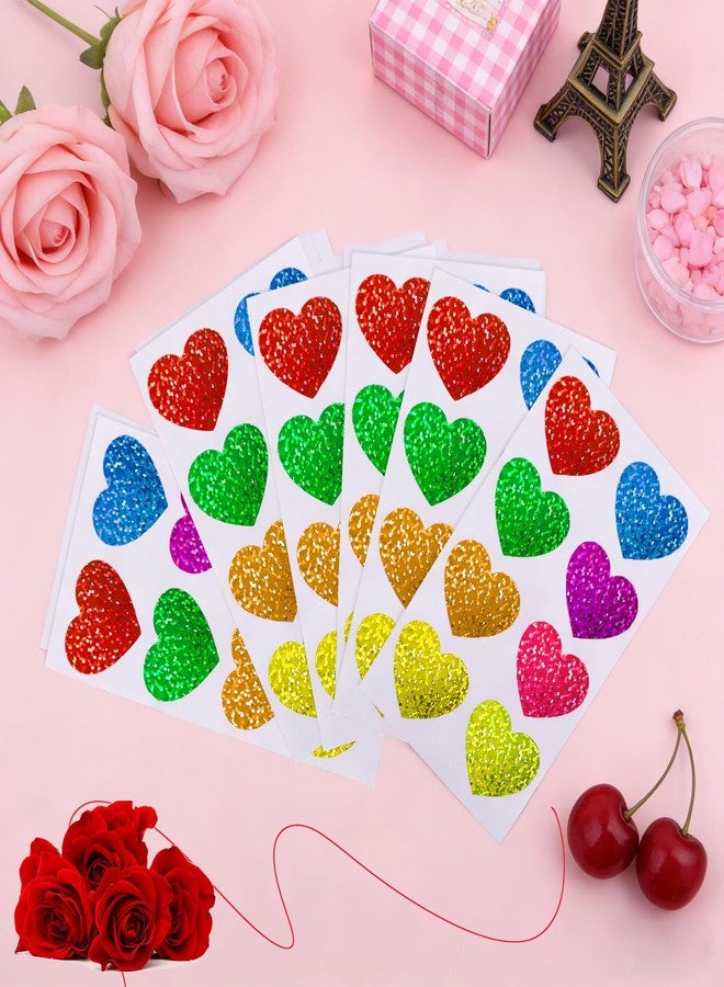 Nelisylux Heart Stickers, Valentines Stickers for Kids, 320Pcs 1.5 inch Large Self Adhesive Colorful Glitter Sticker for Reward Classroom Teacher Envelope Seal Mother Day Birthday Gift Decorative Label Sticker - Image 5