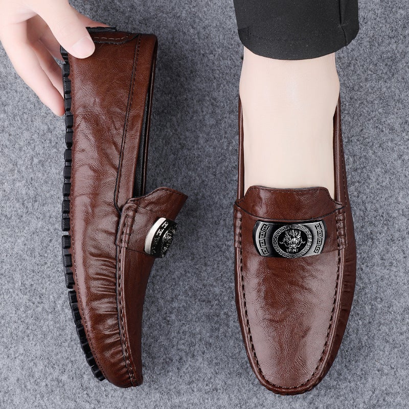 Spring Slip-On Hollow Breathable Plus Size 46 Driving 47 Fashionable All-Match Bean Shoes Men'S Business Soft-Soled Leather Shoes - Image 4