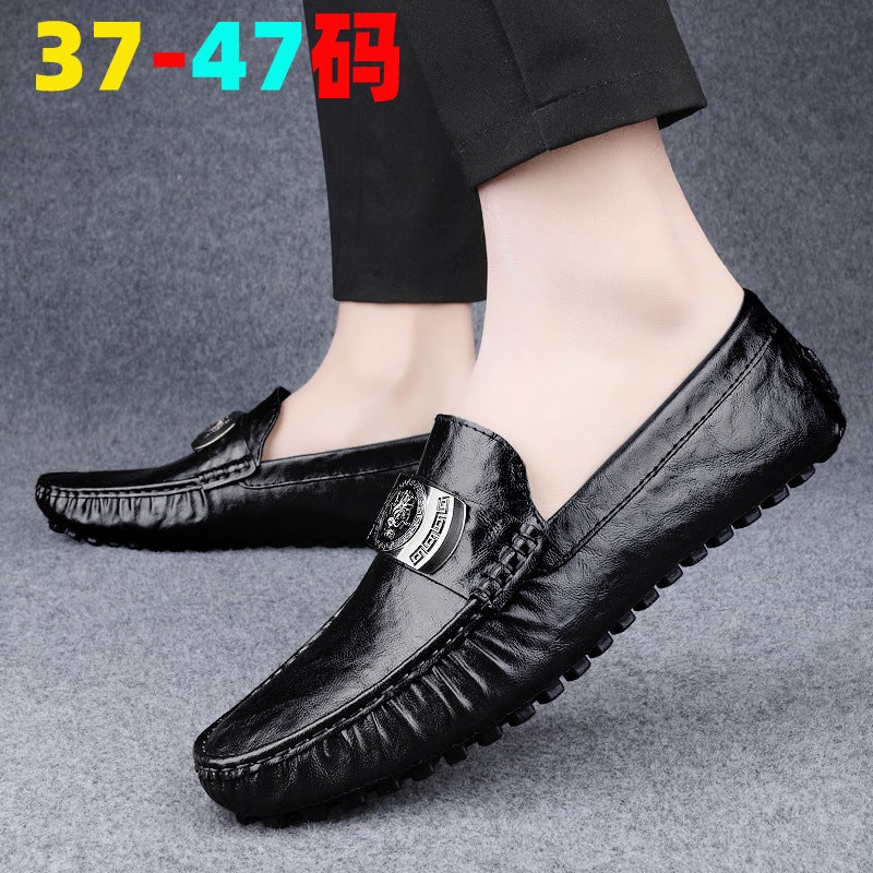 Spring Slip-On Hollow Breathable Plus Size 46 Driving 47 Fashionable All-Match Bean Shoes Men'S Business Soft-Soled Leather Shoes - Image 2