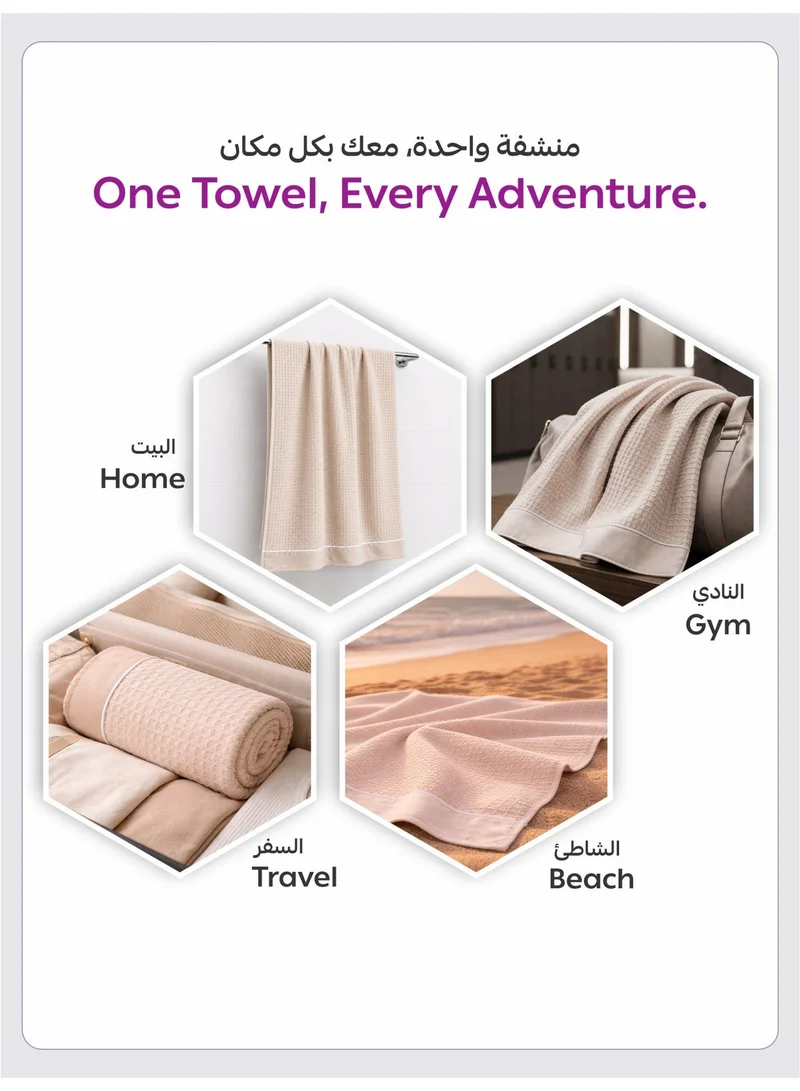 Donetella BATH TOWEL - 1Pcs (70x140cm) Bath Towel (1 Piece, 70x140 cm) – Microfiber 310 GSM Waffle Weave Ultra Soft Highly Absorbent Quick Dry Bathroom Towel for Home, Gym, Spa & Travel  | Best Price UAE