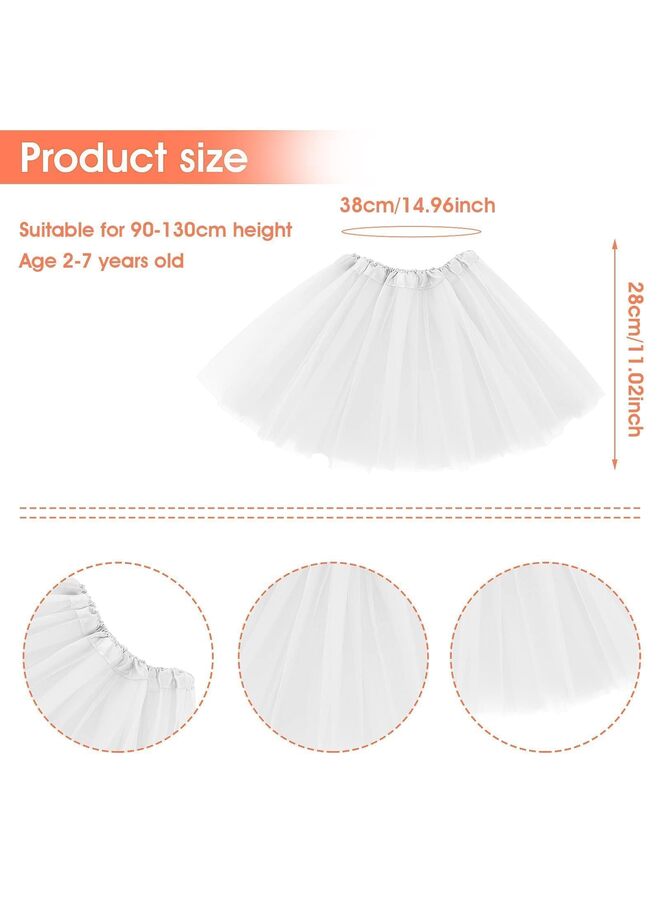 Girls Ballet Tutu Skirt, 3-Layer Layered Tulle Dress Up Skirt with Bow for Toddler Kids (White) - Image 2