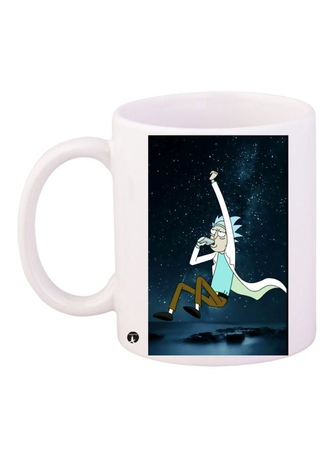 Cartoon Printed Coffee Mug White/Blue/Brown 11ounce