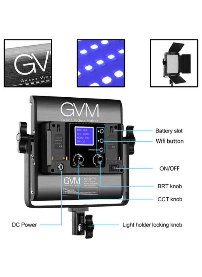 GVM RGB 800D Led Video Light, 2PCS Video Lighting Kit with APP Control, 40W Photography Lighting Led Panel Light with 8 Kinds of The Scene Lights for Studio YouTube, 3200K-5600K, CRI 97+
