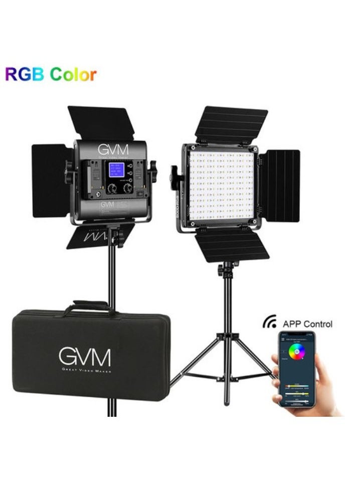 GVM RGB 800D Led Video Light, 2PCS Video Lighting Kit with APP Control, 40W Photography Lighting Led Panel Light with 8 Kinds of The Scene Lights for Studio YouTube, 3200K-5600K, CRI 97+