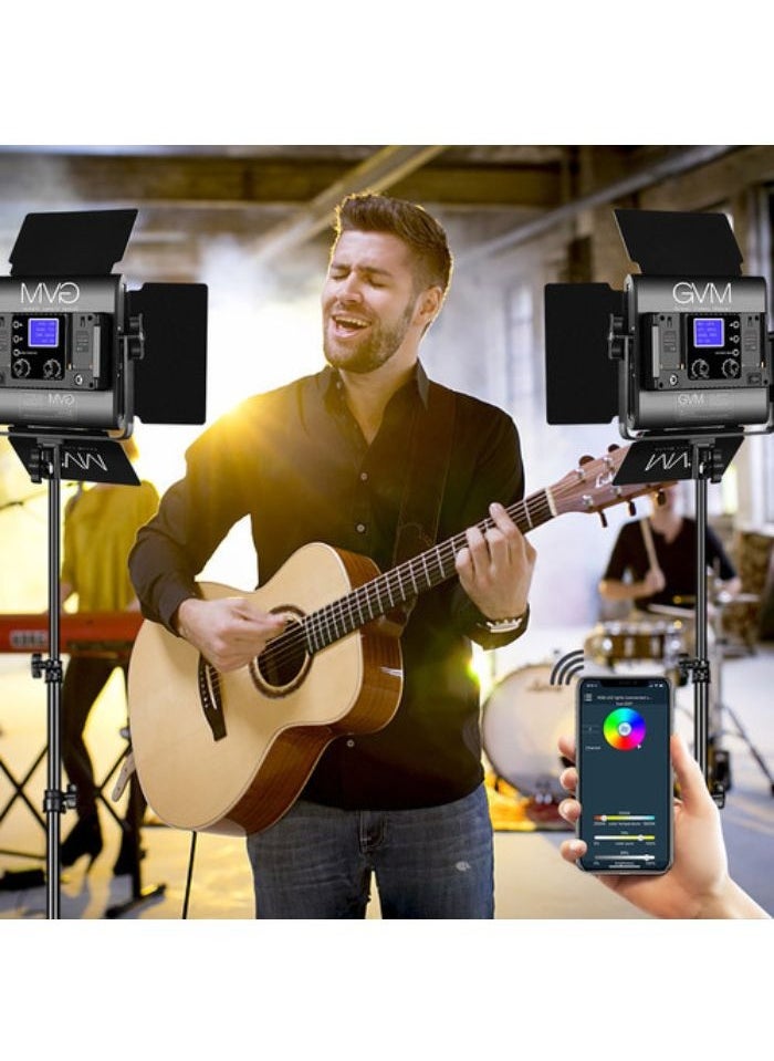 GVM RGB 800D Led Video Light, 2PCS Video Lighting Kit with APP Control, 40W Photography Lighting Led Panel Light with 8 Kinds of The Scene Lights for Studio YouTube, 3200K-5600K, CRI 97+