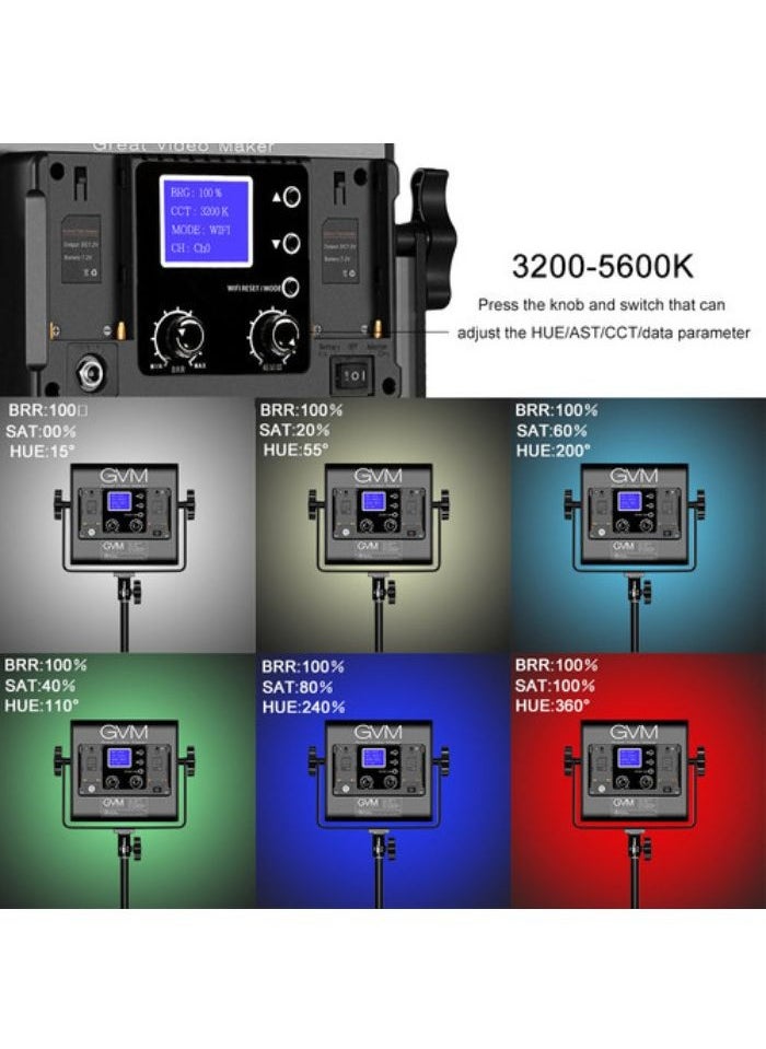 GVM RGB 800D Led Video Light, 2PCS Video Lighting Kit with APP Control, 40W Photography Lighting Led Panel Light with 8 Kinds of The Scene Lights for Studio YouTube, 3200K-5600K, CRI 97+