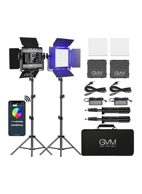 GVM RGB 800D Led Video Light, 2PCS Video Lighting Kit with APP Control, 40W Photography Lighting Led Panel Light with 8 Kinds of The Scene Lights for Studio YouTube, 3200K-5600K, CRI 97+