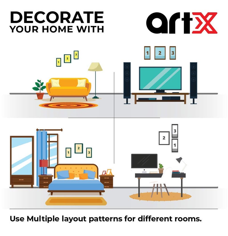 ArtX Flower Framed Painting Floral Set of 3 60 X 130 100 x 130 60 x 130 Synthetic Wood Multicolour Set of 3 - Image 5