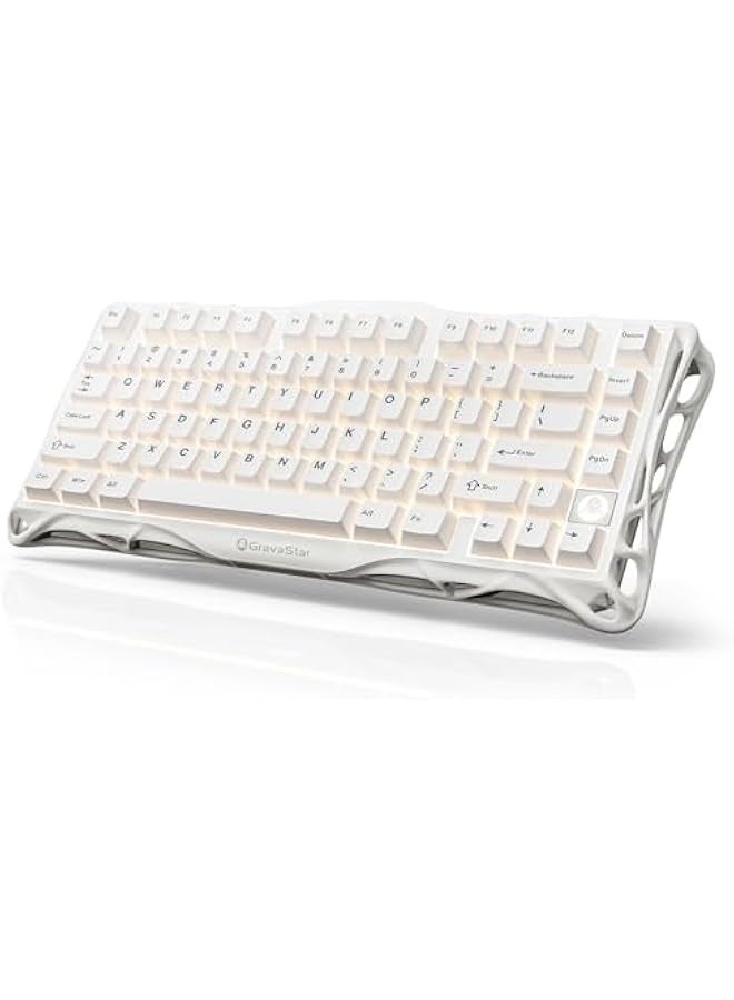 Mercury K1 Lite Mechanical Gaming Keyboard, 75% Gasket Hot Swappable Custom Keyboard, Pre-lubed Linear Switches Mechanical Keyboard, RGB Backlit Wireless Keyboard - Snow White - Image 1