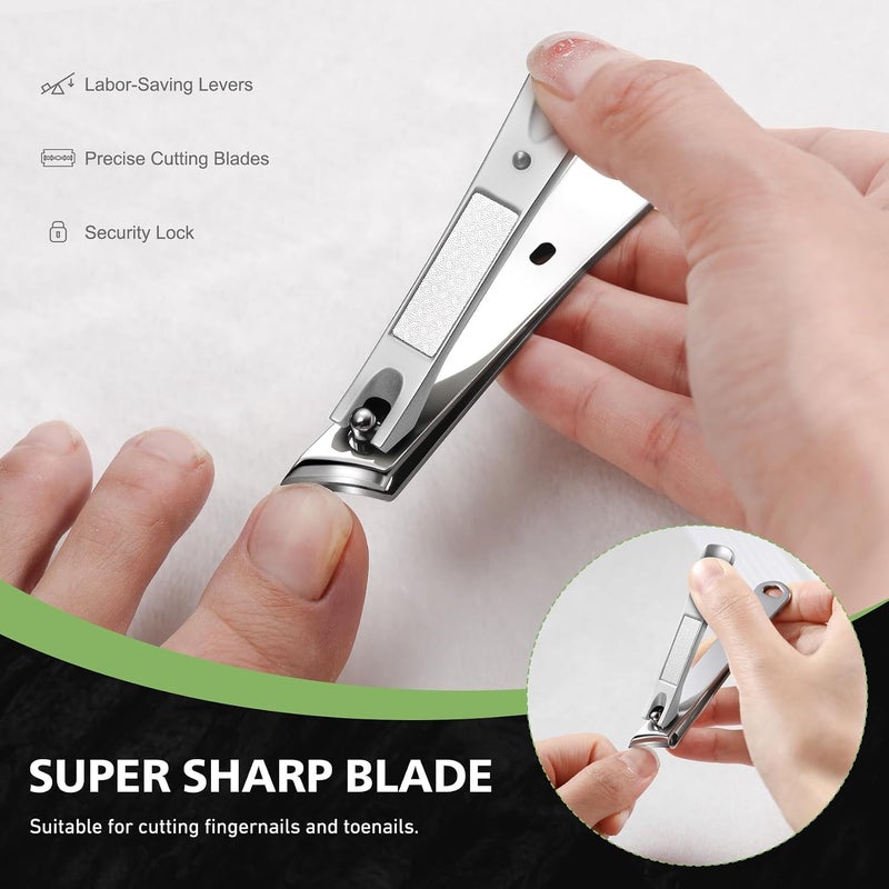 Baluca Slanted Curved Blade Ingrown Toenail Clippers for Thick Toenails, Angled Toe Nail Fingernail Cutter Trimmer for Seniors and Men - Black (Pear Silver) - Image 5