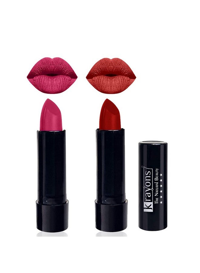 كرايونز أحمر شفاه كرايونس كيوت بوب غير لامع، مقاوم للماء، يدوم طويلاً، وردي ملاك، مركز المسرح، 3.5 جرام لكل منهما (عبوة من قطعتين) - Image 1