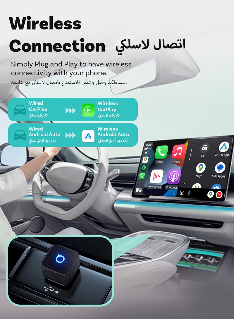 Ottocast Mini Cube 3.0 Wireless CarPlay & Android Auto Adapter Plug & Play Fast Auto-Reconnect Bluetooth 5.4 WiFi 6 - Image 3