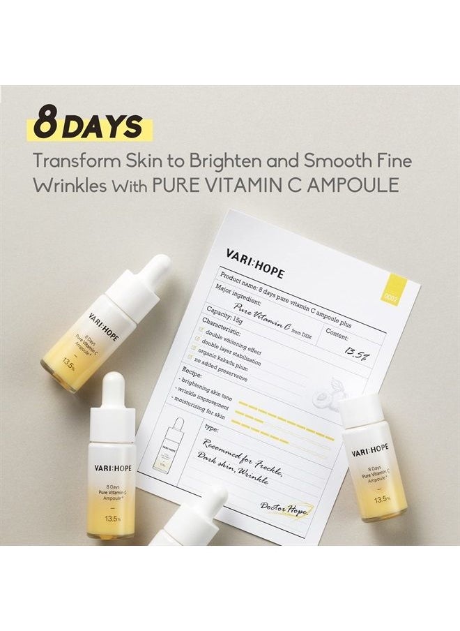 VARIHOPE - 8 Days Pure Vitamin C Face Ampoule Plus | Korean Skin Care with Vitamin C for Men and Women | Skin Brightening Serum with Pure Vitamin C | Vitamin C Serum for Face (Pack of 1, 0.5 fl. oz/15g) - Image 1