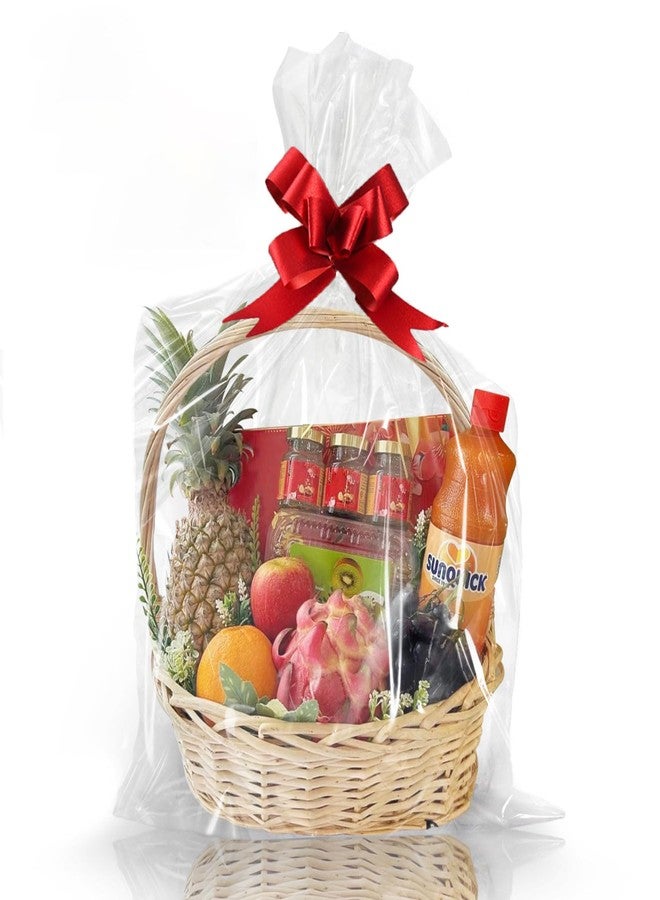 WIKDAY Clear Gift Bags 10 PCS 24x30 Inches Large Cellophane Wrap for Gift Baskets Wrapping Plastic with Ties for Gift Giving, Packaging Products - Image 1