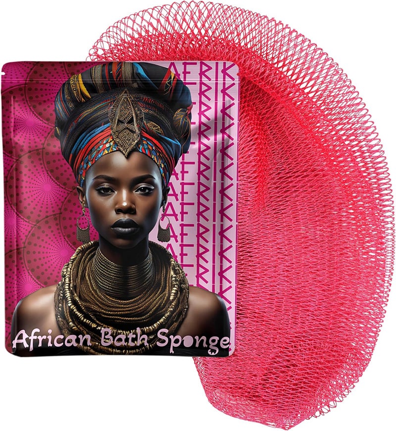 AFRIKI إسفنجة الشبكة الأفريقية من أفريقي – مقشر الجسم، مملوكة للسود ومتجذرة في أفريقيا، لجميع أنواع البشرة | طول 45 بوصة (الكركديه) - Image 1