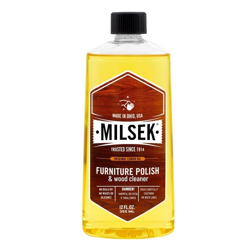 Milsek Furniture Polish and Wood Cleaner with Lemon Oil - Multipurpose Solution for Home Improvement from Hardwood Floors to Kitchen Cabinets - 12 Fl Oz (Pack of 1) - Image 1