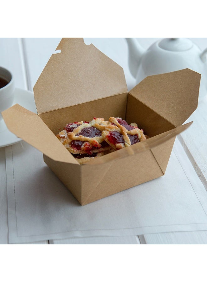 Restaurantware Bio Tek 30 Ounce Paper Take Out Boxes, 200 Greaseproof Take Out Food Containers - Tab Lock Closure, Microwave-Safe, Kraft Paper Take Out Boxes, Hot and Cold Foods, Recyclable - Image 3