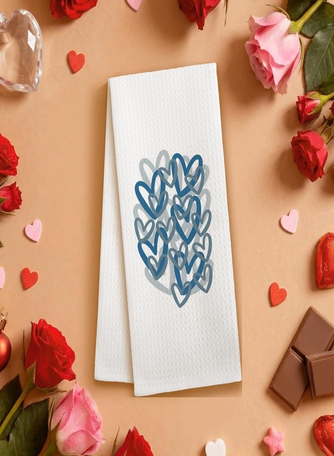 PIUD Blue Heart Hand Dish Tea Towels for Bathroom Kitchen Decor Decorations Set of 2, Navy Blue Kitchen Decor Towels 16x24 Inch - Image 4