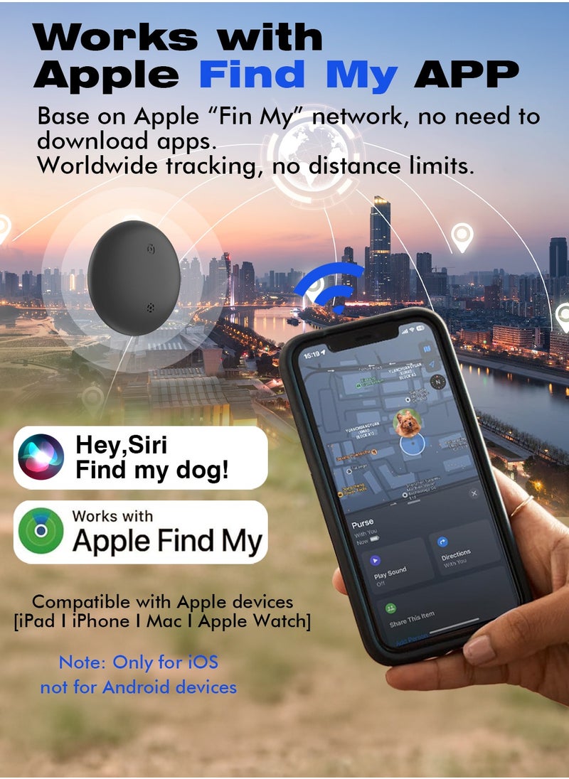 XQOOPS [4 Pack] Air Tags with Holder Case, VISOOP Smart Bluetooth Tracker Compatible with Find My(iOS Only), Item Finder Locator for Pets/Keys/Bags/Luggage Suitcases, Replaceable Battery Waterproof-Black  - Image 4