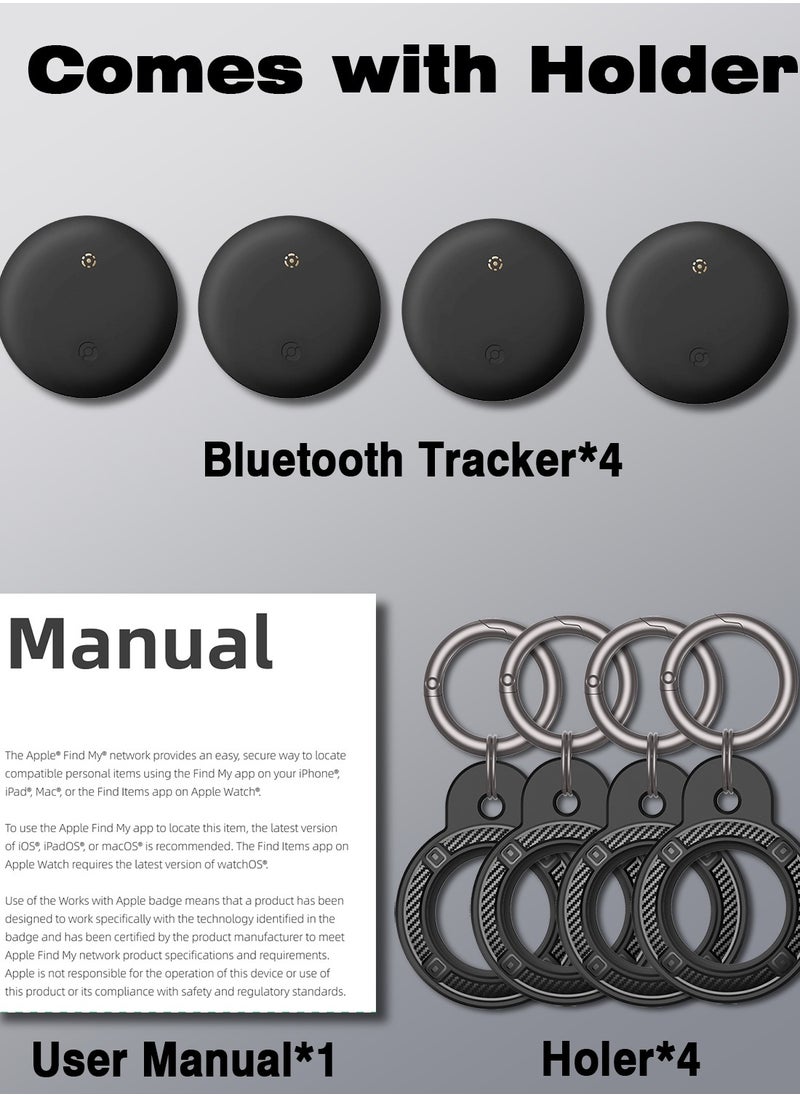 XQOOPS - [4 Pack] Air Tags with Holder Case, VISOOP Smart Bluetooth Tracker Compatible with Find My(iOS Only), Item Finder Locator for Pets/Keys/Bags/Luggage Suitcases, Replaceable Battery Waterproof-Black - Image 1